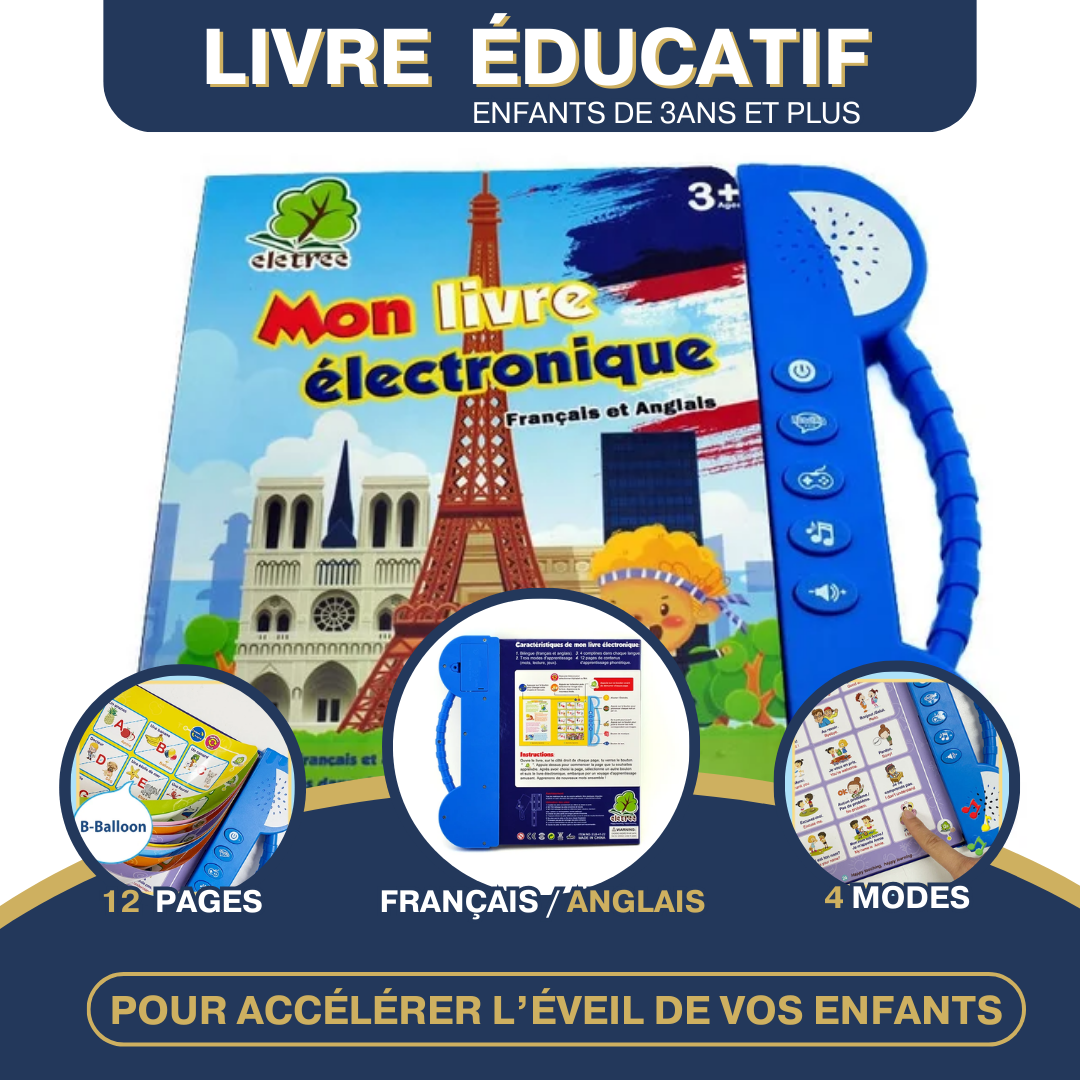 Livre Parlant éducatif pour apprentissage du Français et de l'anglais - Jouets d'éveil pour enfant